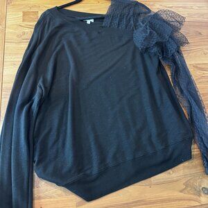 Clu Women's asymmetrical sheer sleeved top